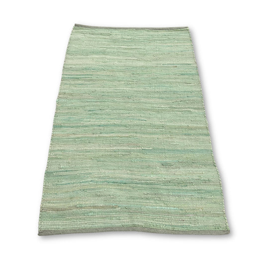 Grand tapis indien en coton tissé main - 130 x 170 cm - Vert
