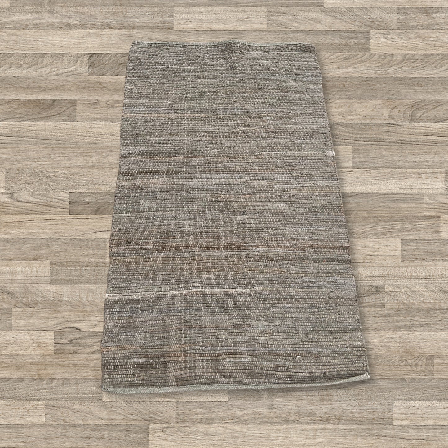 Petit tapis indien en coton tissé main - 50 x 90 cm - Anthracite