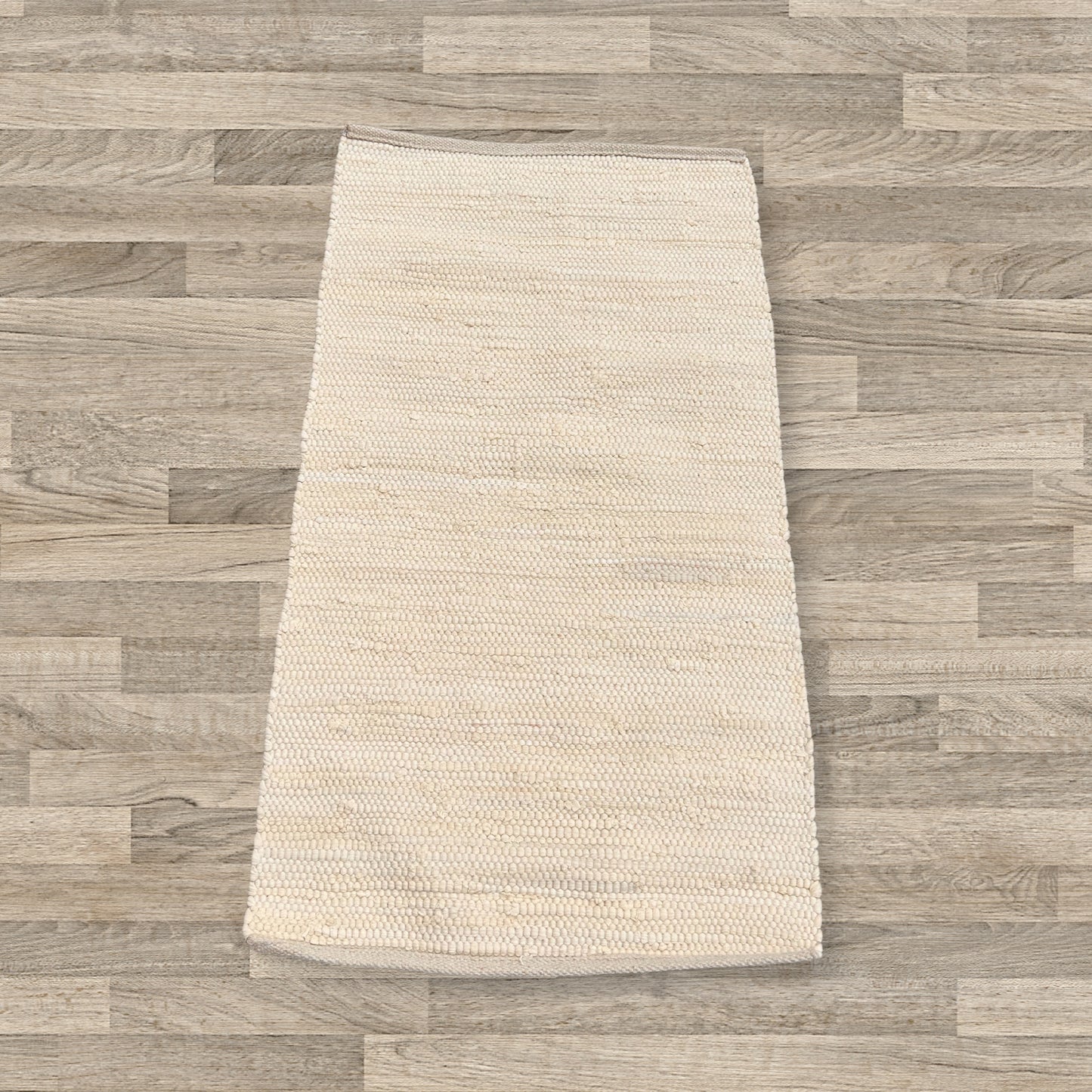 Petit tapis indien en coton tissé main - 50x90cm - Crème