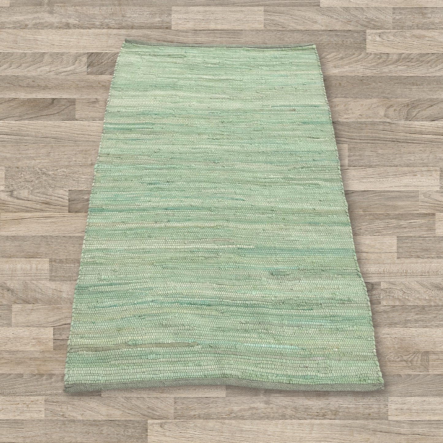 Petit tapis indien en coton tissé main - 50x90cm - Vert