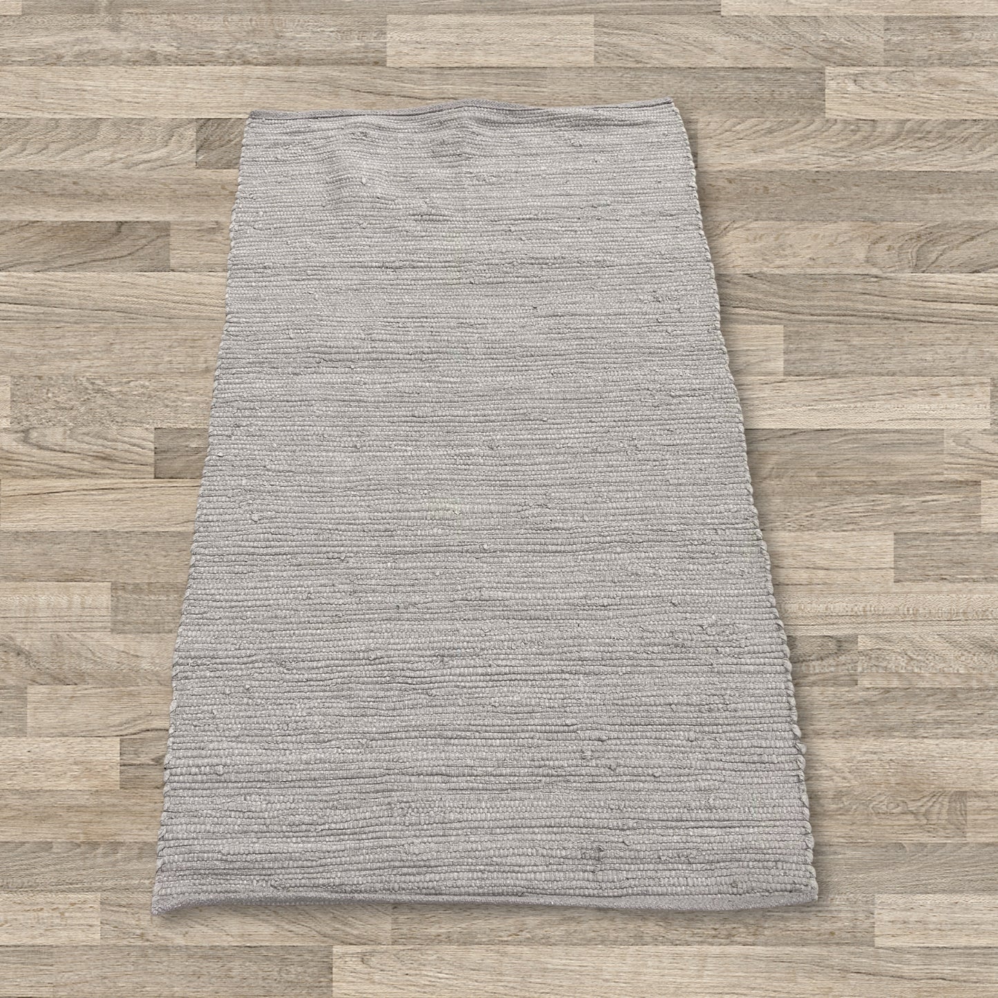 Petit tapis indien en coton tissé main - 50x90cm - Gris