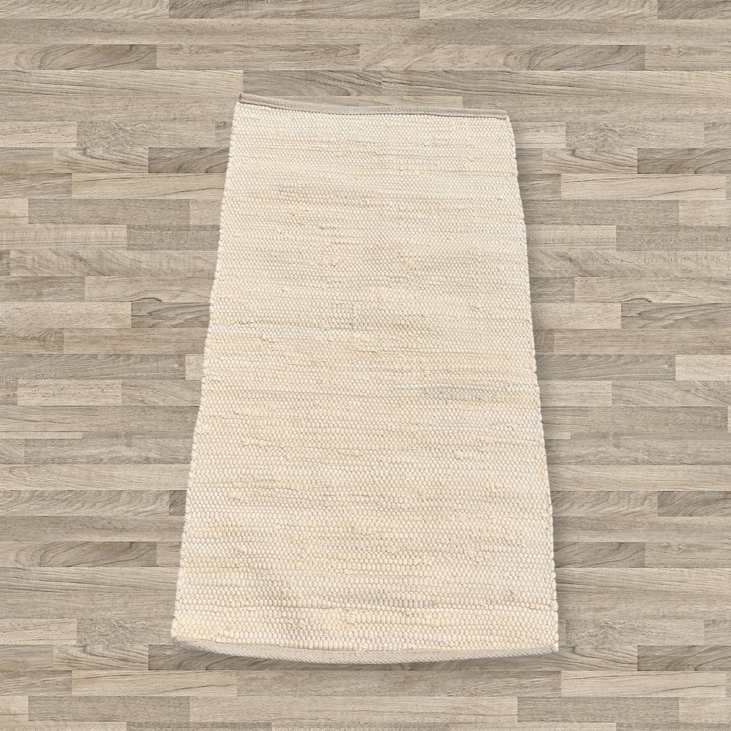 Tapis indien moyen en coton tissé à la main - 90 x 150 cm - Crème