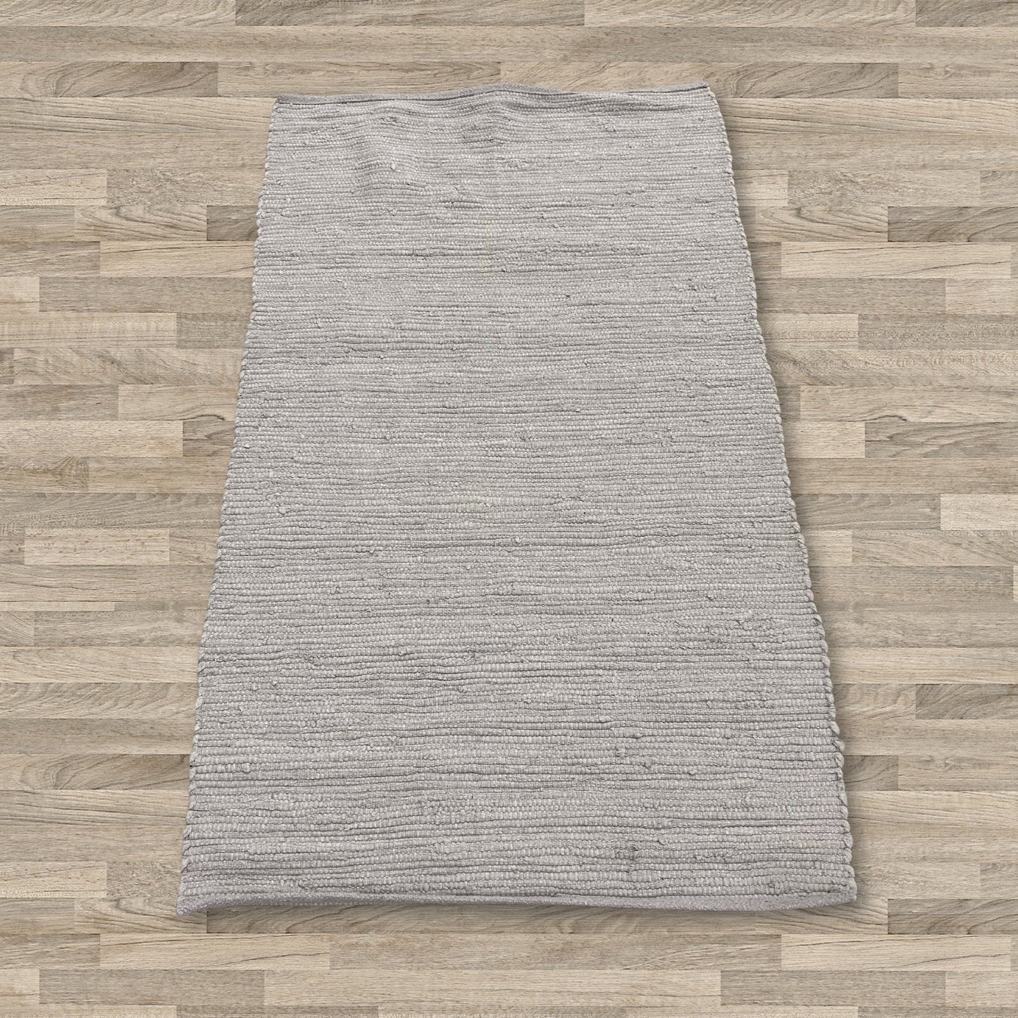 Tapis indien moyen en coton tissé main - 90 x 150 cm - Gris