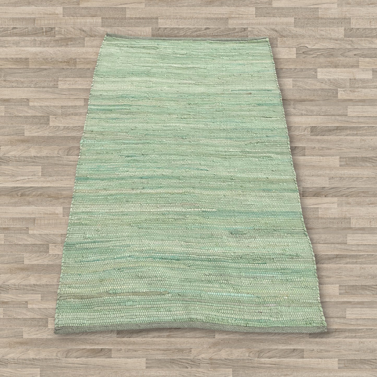 Grand tapis indien en coton tissé main - 130 x 170 cm - Vert