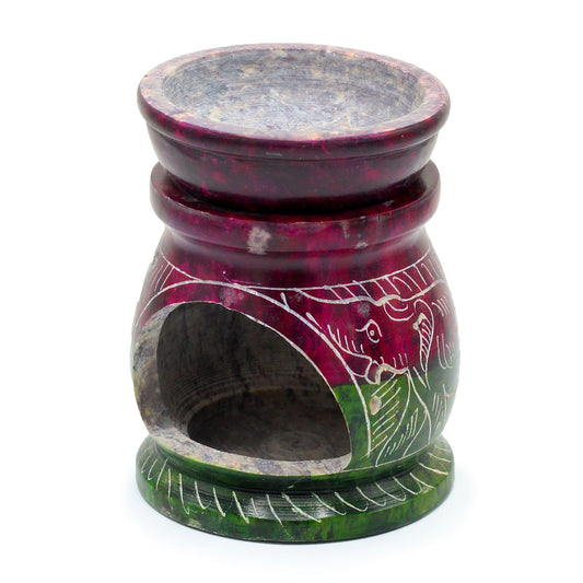 Petit brûle-parfum en stéatite colorée 8 cm - Om &amp; Elephant