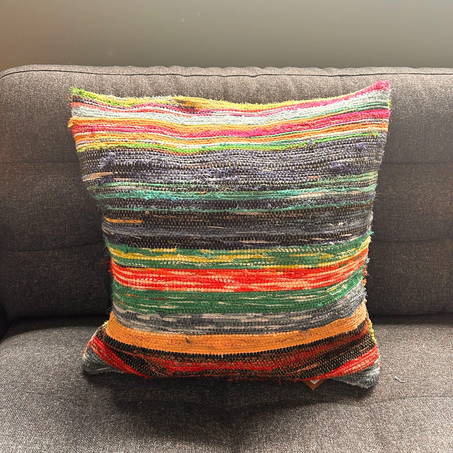Housse de coussin en tapis recyclé - 40 x 40 cm - Vert