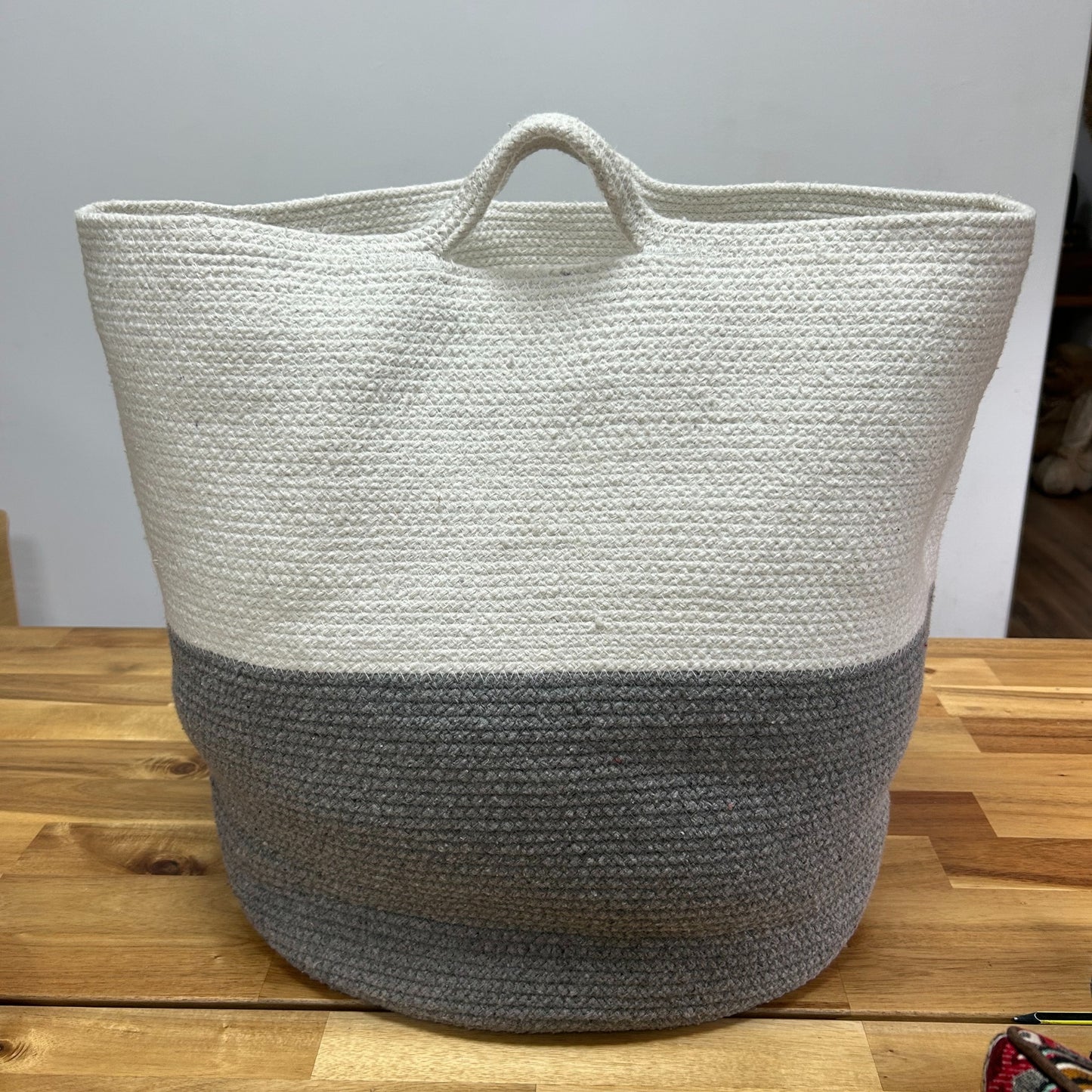 Grand panier en corde de coton 45x40cm - Gris