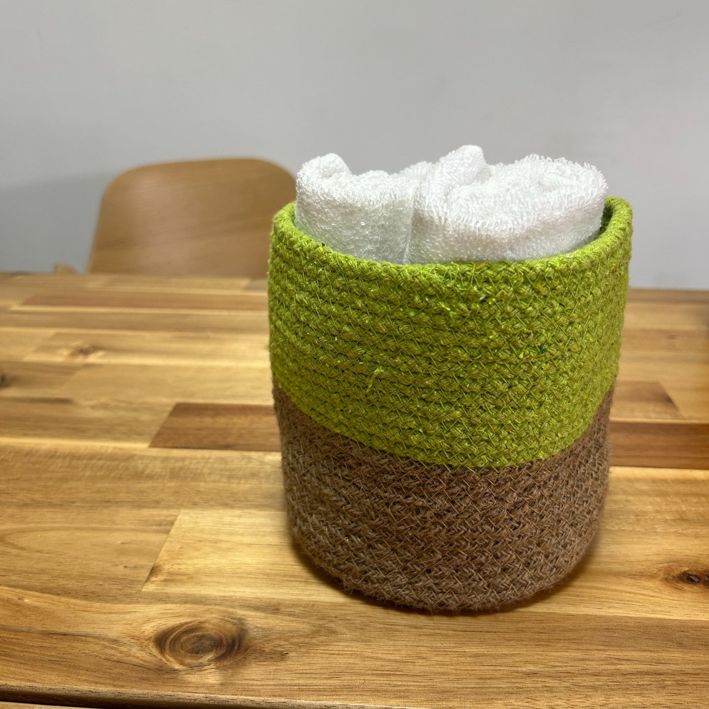 Lot de 3 paniers en coton et jute - Pistache