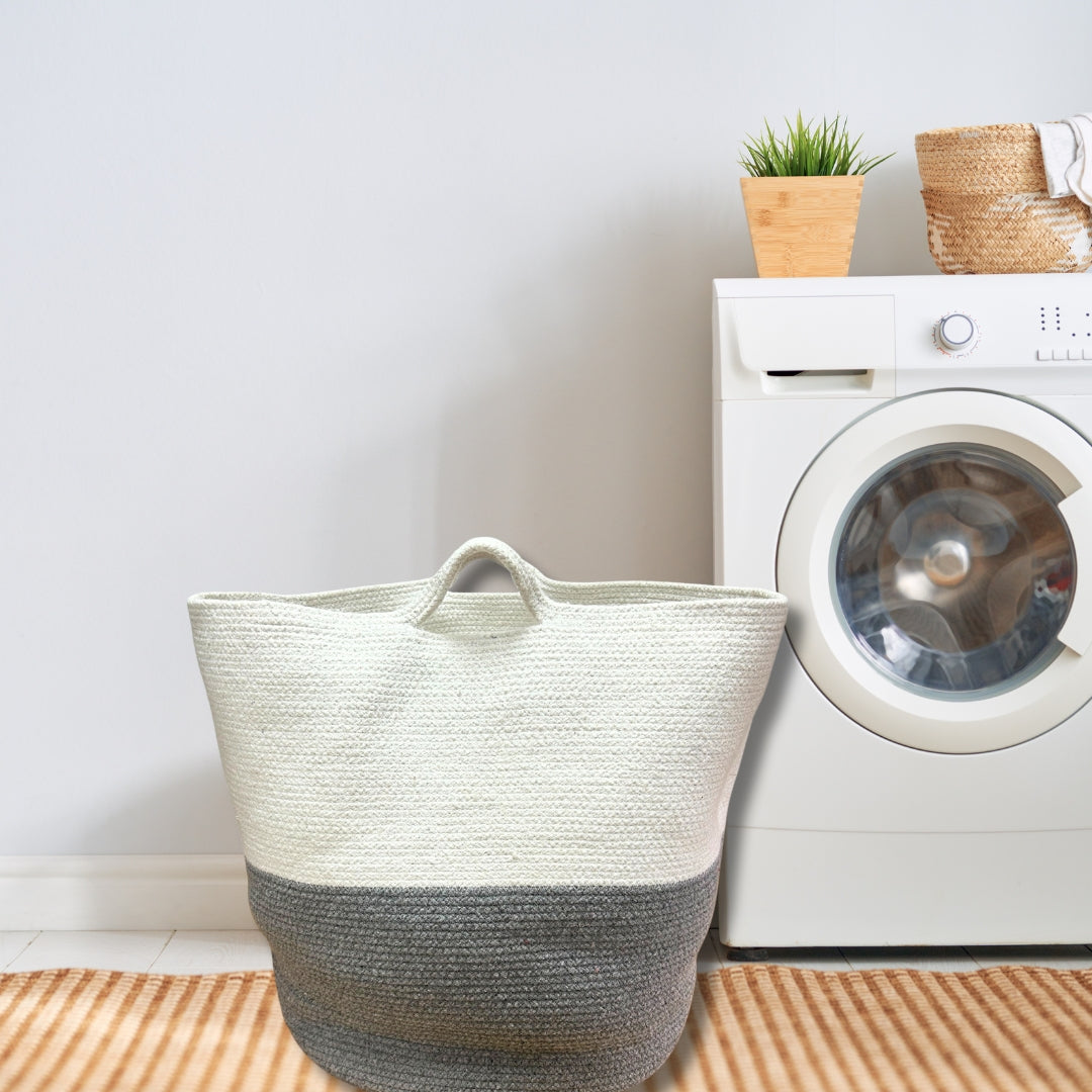Grand panier en corde de coton 45x40cm - Gris
