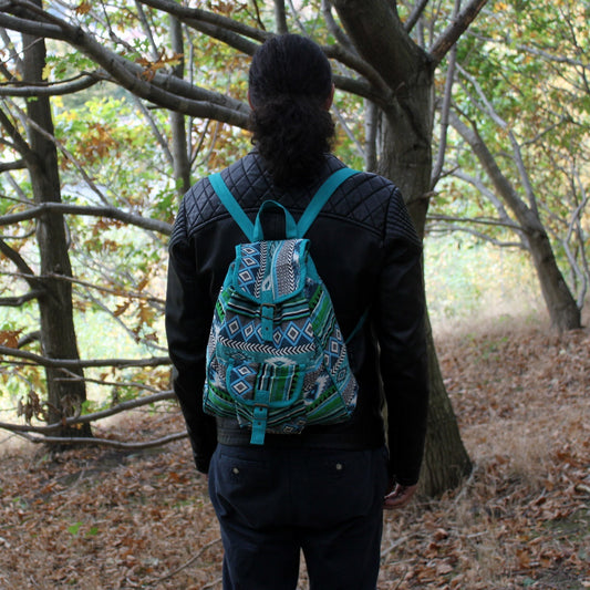 Tissu Jacquard - Sac à dos bleu sarcelle