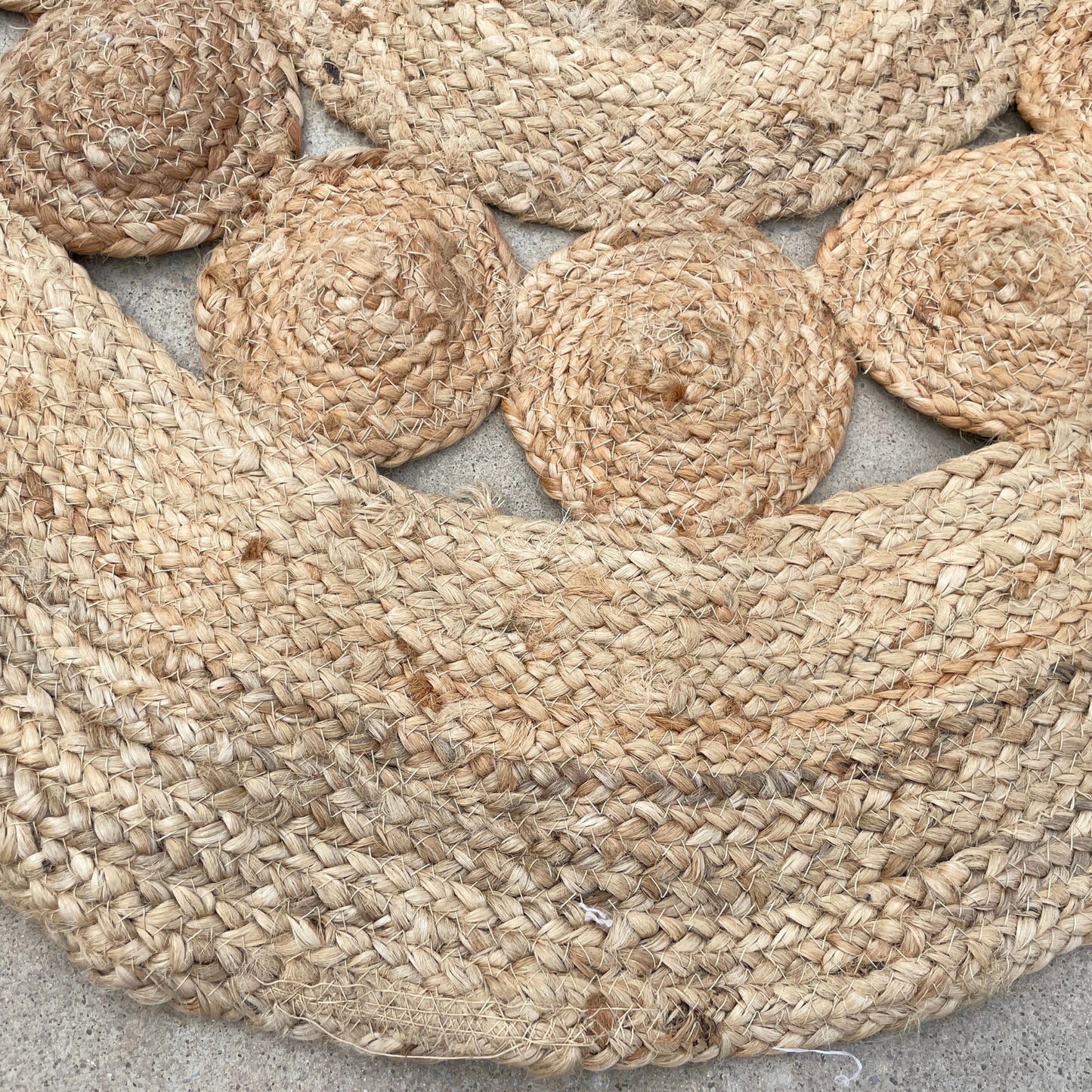 Tapis rond en jute souple, cercles intérieurs, 90 cm