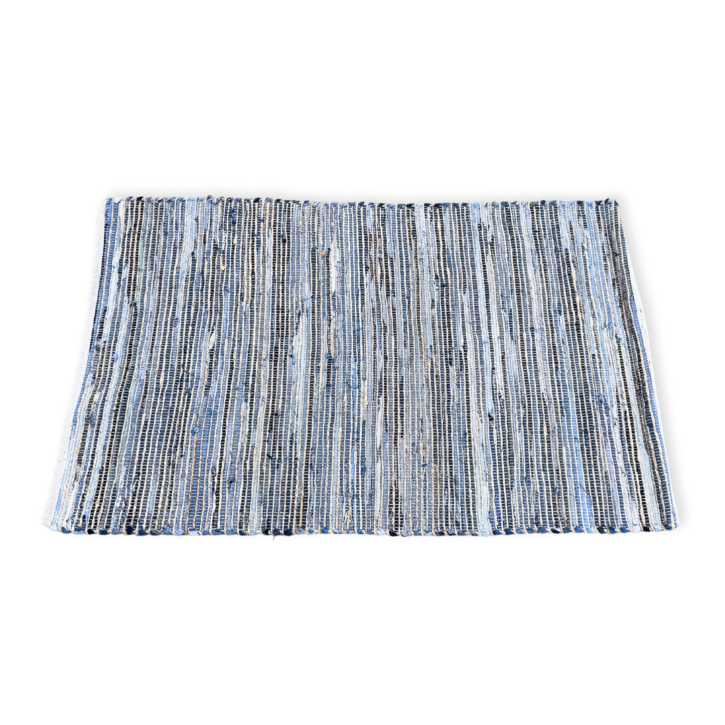 Grand tapis en jute de coton recyclé - 130x170cm - Bleu