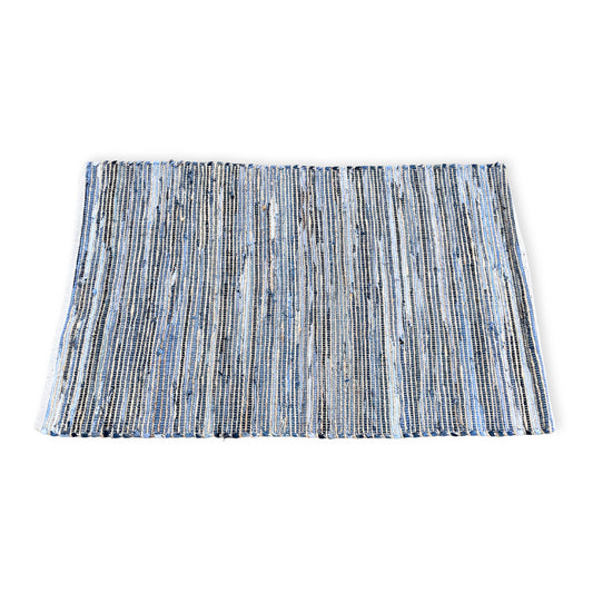 Grand tapis en jute de coton recyclé - 130x170cm - Bleu
