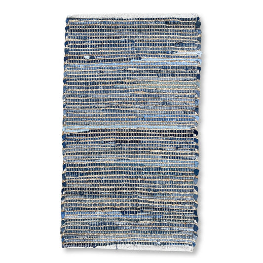 Tapis moyen en jute de coton recyclé - 90x150cm - Bleu