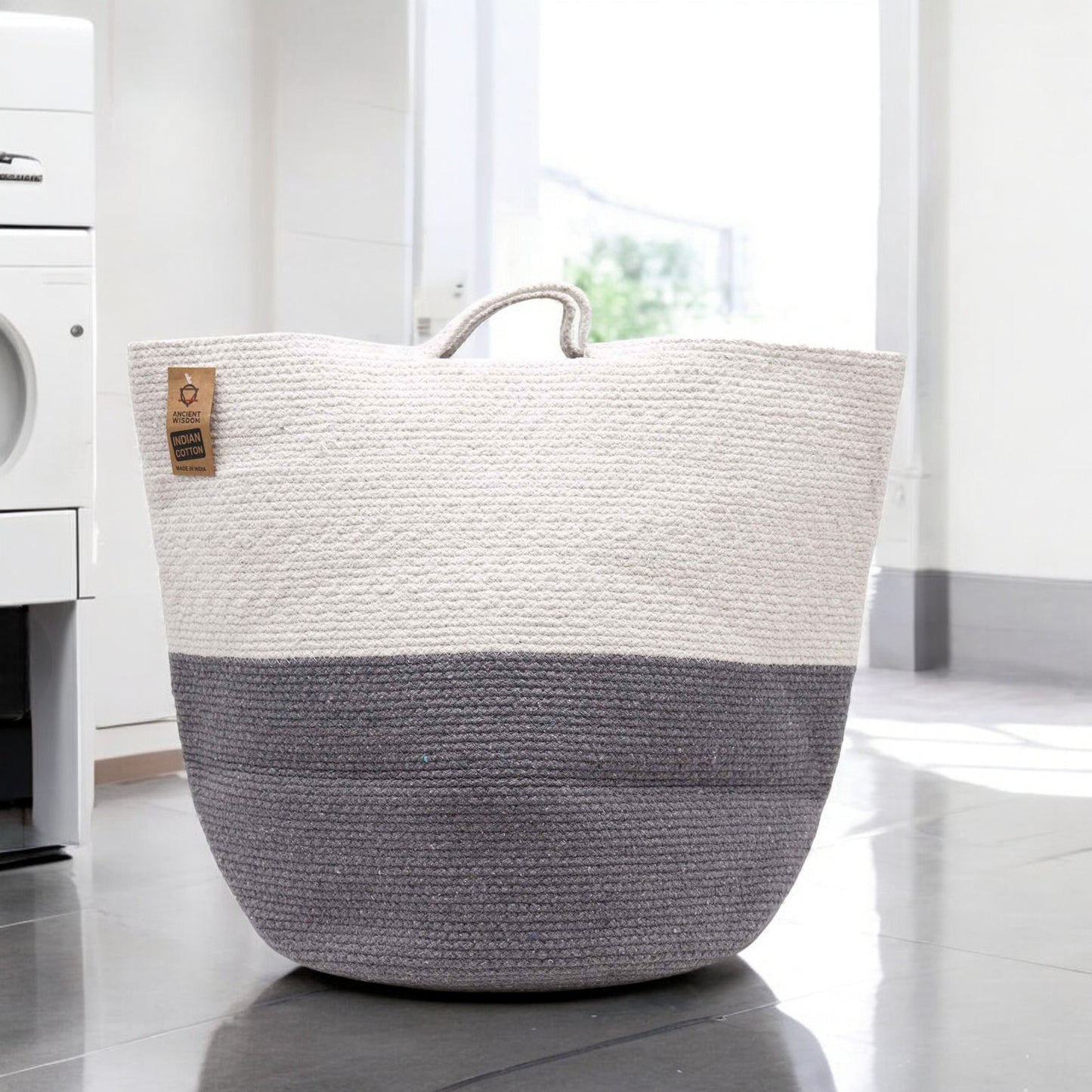 Grand panier en corde de coton 45x40cm - Gris
