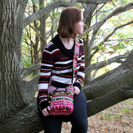 Tissu Jacquard - Petit sac à dos rose