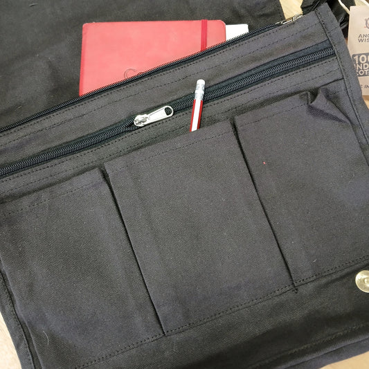 Sac messager pour ordinateur portable en toile de coton - Anthracite