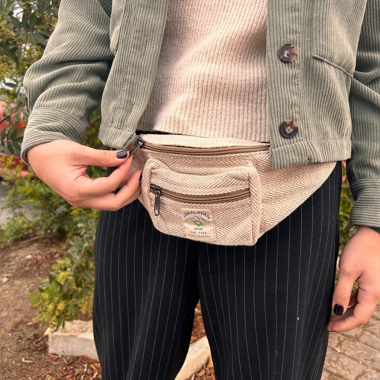 Sac banane style chanvre et coton (ou sac banane) - Bleu