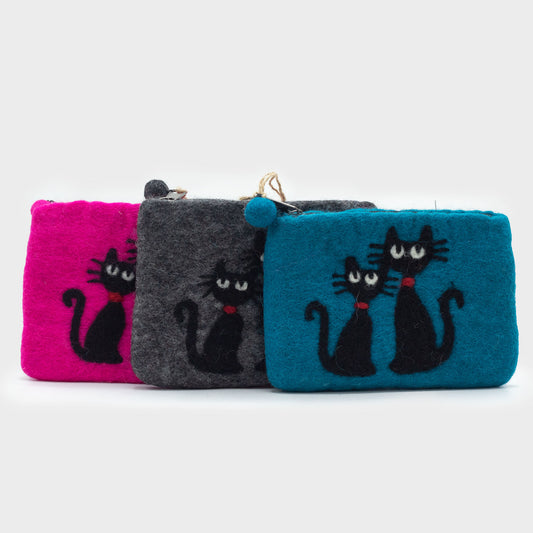 Trousse zippée en feutre naturel (assortiment) - Deux étuis