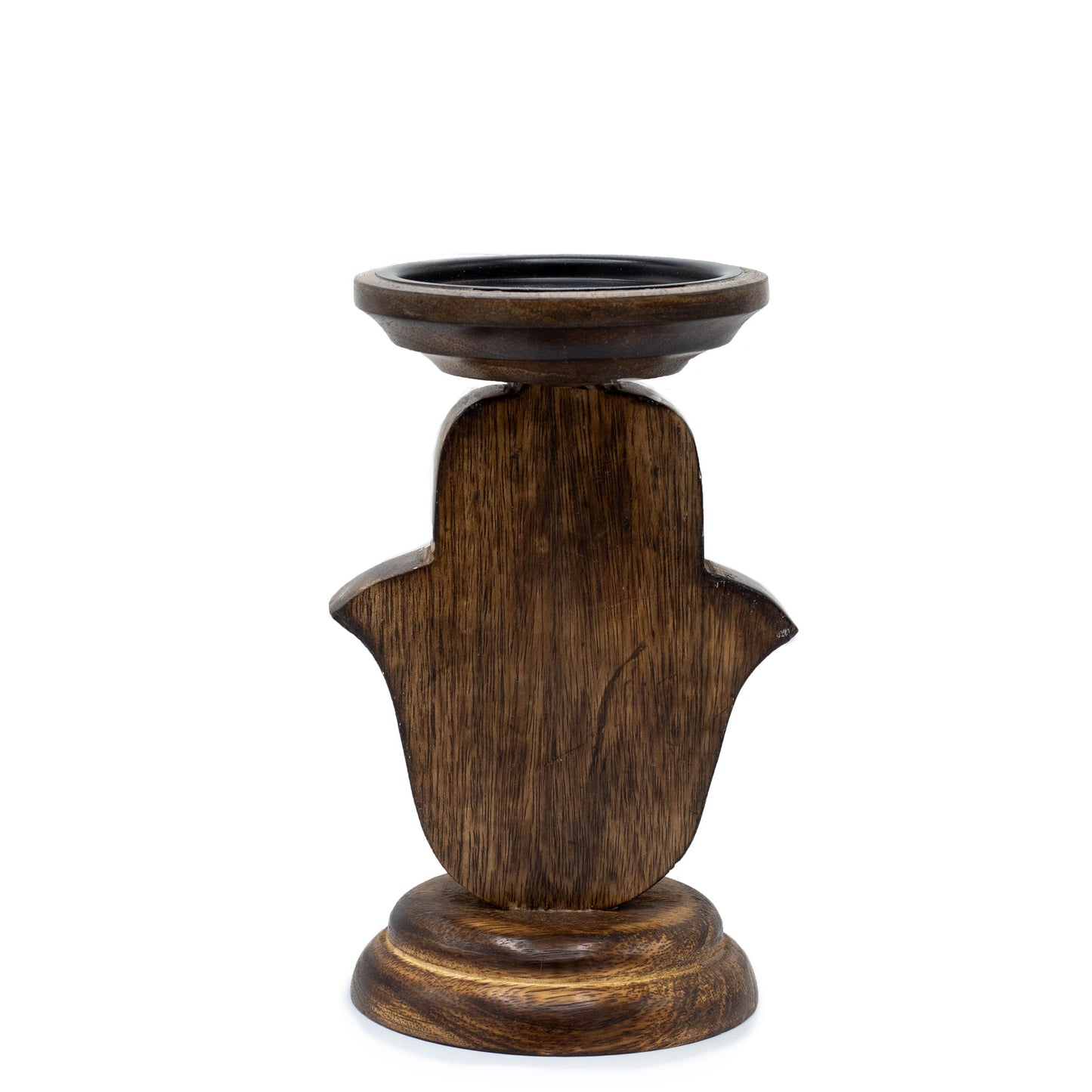 Bougeoir en bois de manguier - Hamsa - Petit 18x11cm