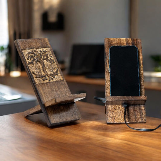 Support de téléphone en bois sculpté - Bouddha 20x9,5cm