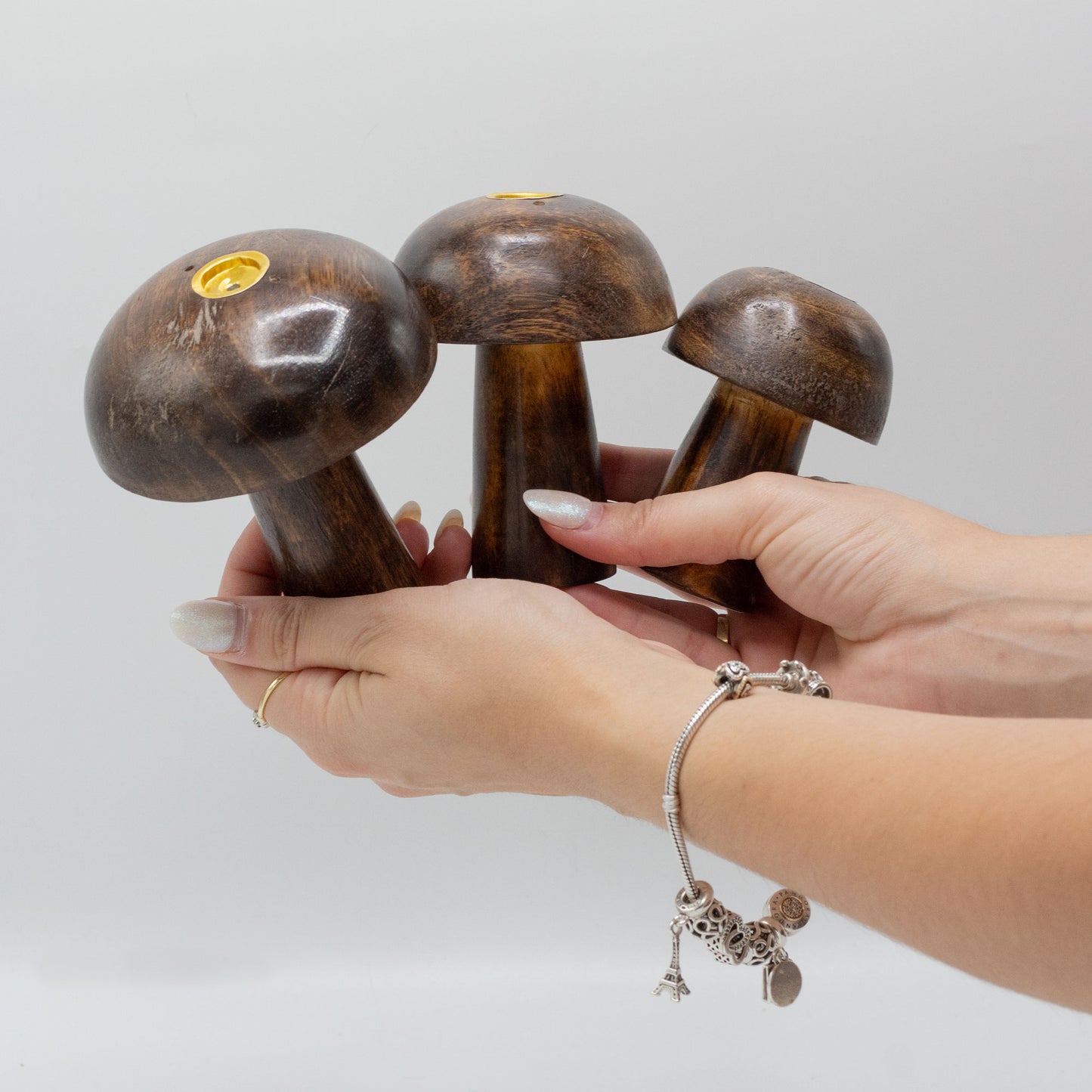 Lot de 3 cônes d'encens en forme de champignon (10 cm, 9 cm, 8 cm)