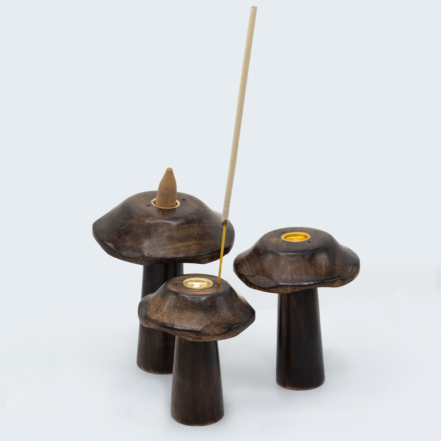 Lot de 3 champignons d'encens à cône plat (13 cm, 12 cm, 11 cm)