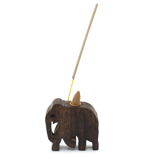 Porte-encens en forme de cône et de bâtonnet d'éléphant