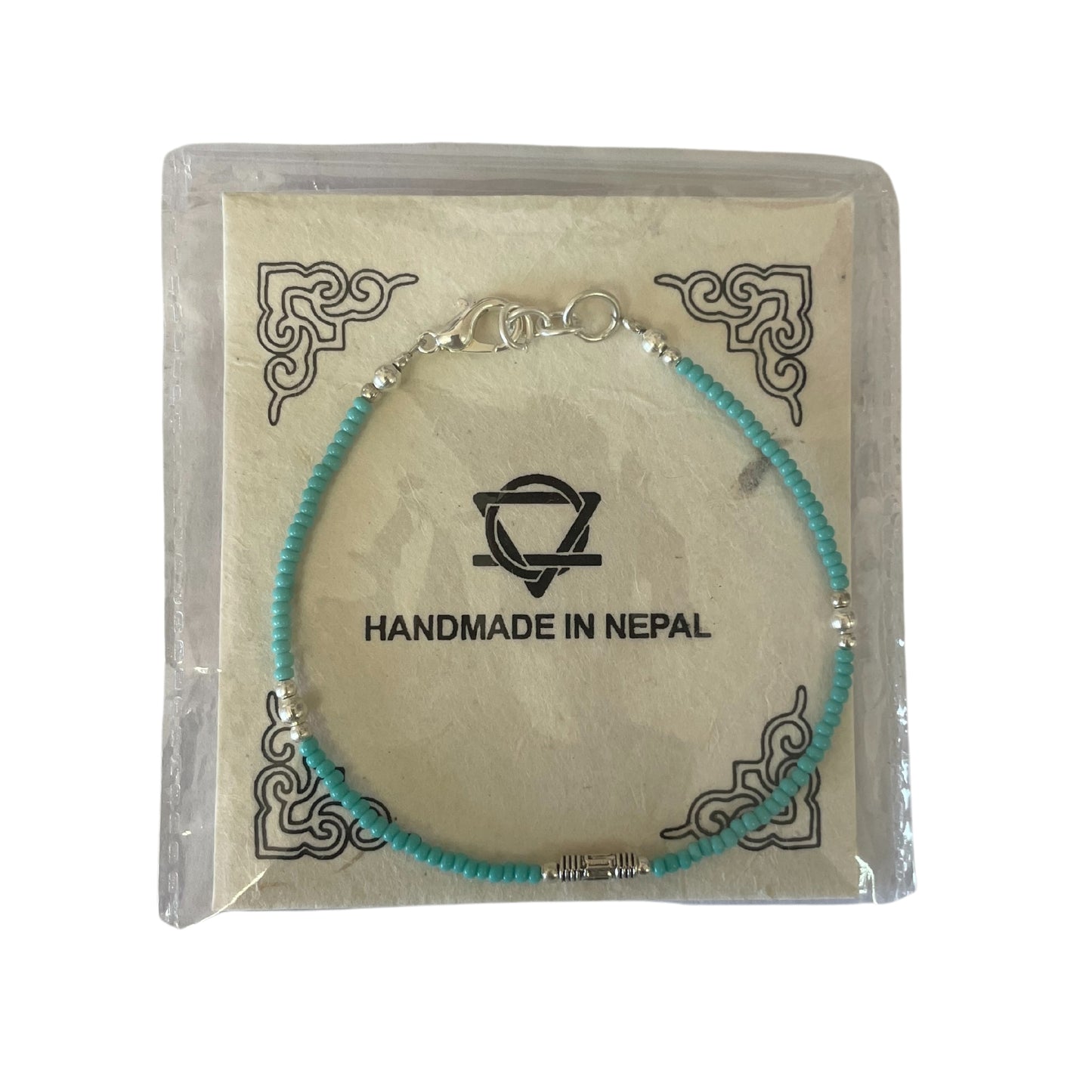Bracelet népalais en pierres précieuses extra-fines - Turquoise et goutte