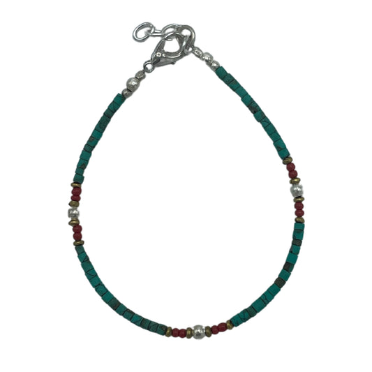 Bracelet népalais en pierres précieuses extra-fines - Turquoise et pierre