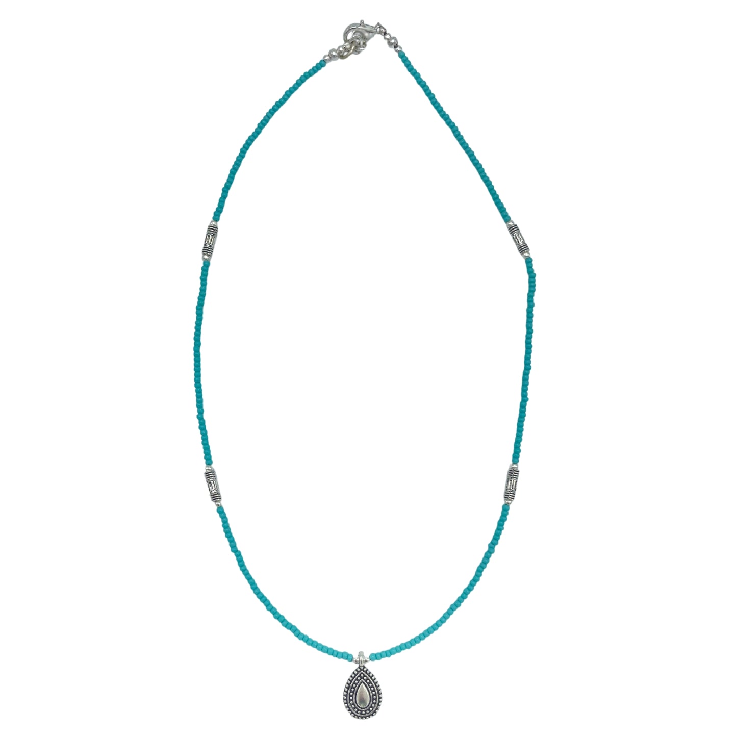 Collier en pierres précieuses extra-fines du Népal - Turquoise et goutte