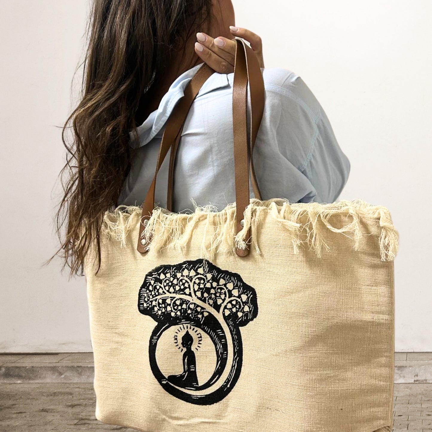 Sac à anse en cuir naturel - Bouddha