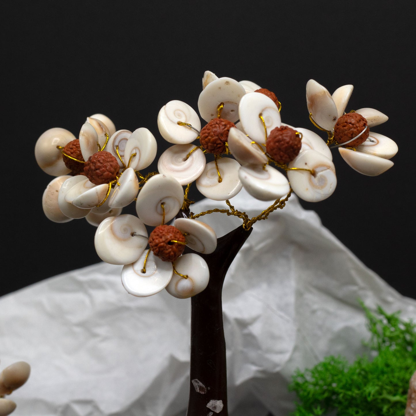 Cercle d'arbre en pierre de chakra Gomati avec Rudraksha moyen - (45 pierres)