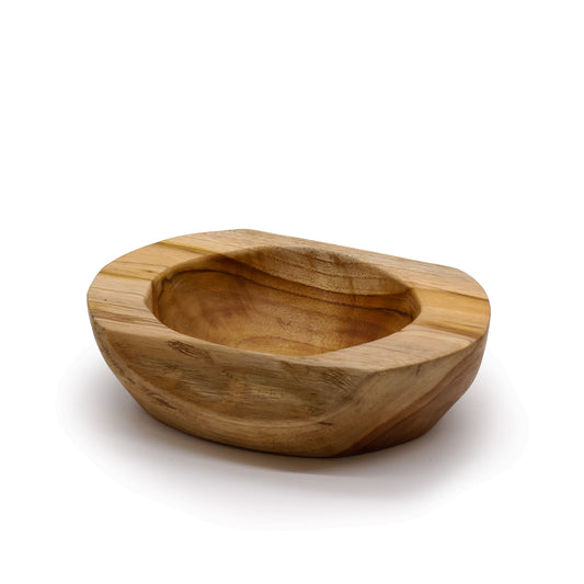 Bol moyen en bois de teck de forme naturelle - 20x7cm