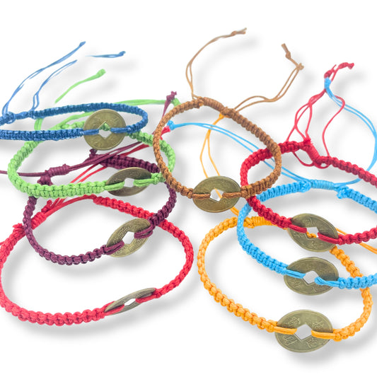 Bracelets d'amitié faits main - Pièce porte-bonheur Feng Shui (assortiment)