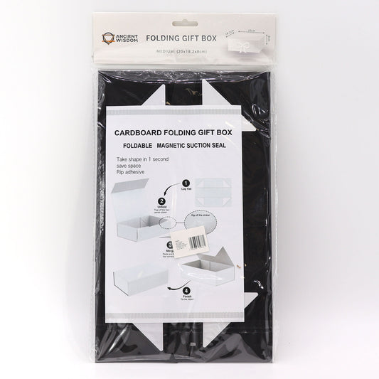 Coffret cadeau pliable avec nœud 20 x 18,2 x 8 cm - Noir