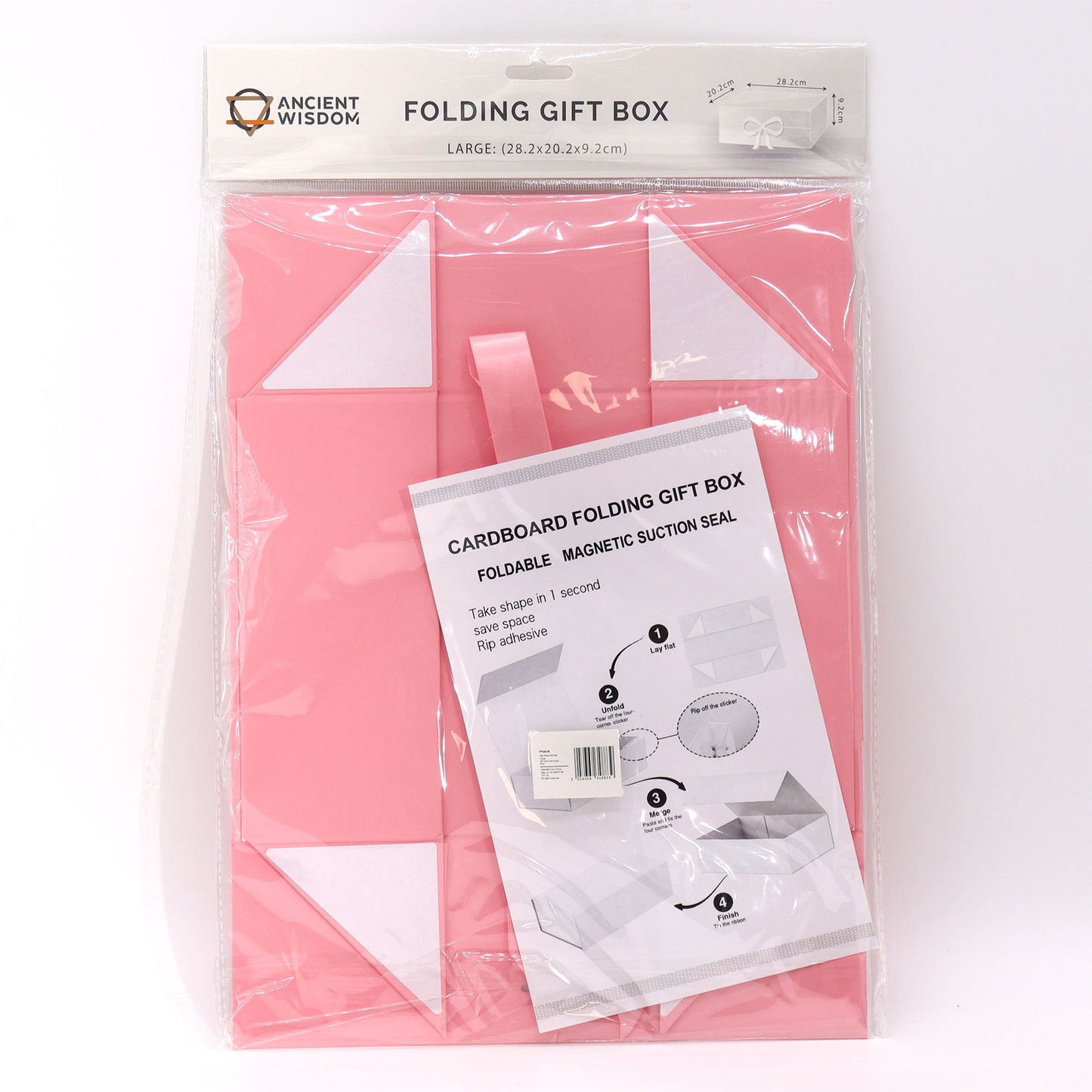 Coffret cadeau pliable avec nœud 28,2 x 20,2 x 9,2 cm - Rose