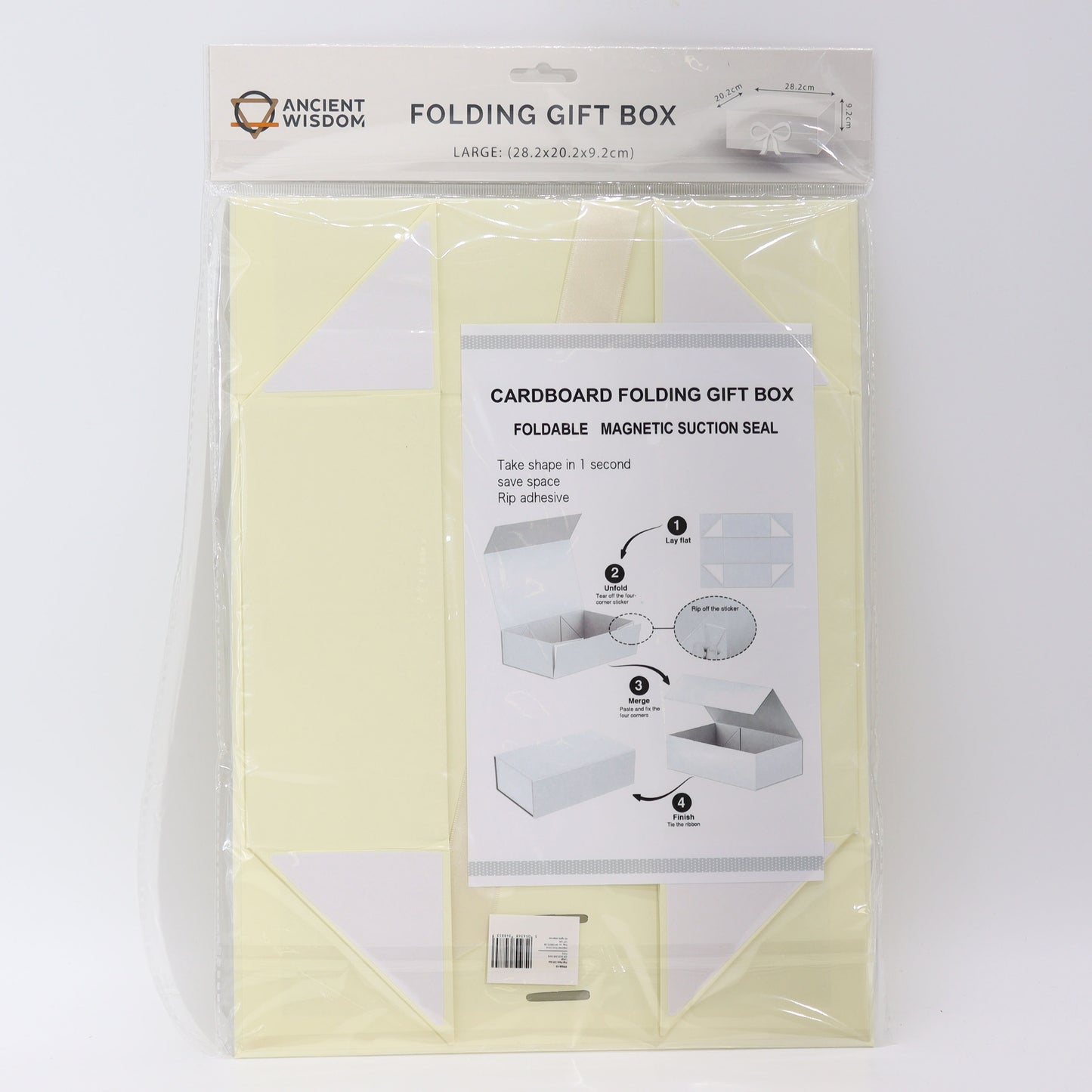 Coffret cadeau pliable avec nœud 28,2 x 20,2 x 9,2 cm - Ivoire