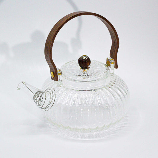 Théière en verre avec infuseur – Perle transparente nervurée – 850 ml