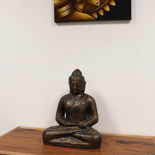 Bouddha classique en or antique de taille moyenne - 0,5 m