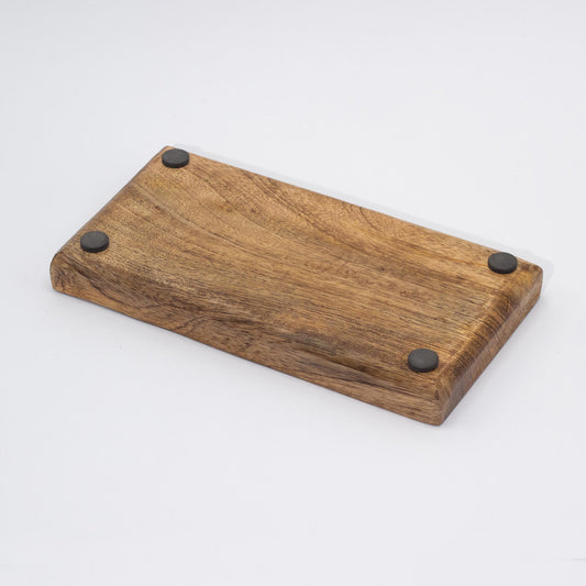 Plateau double 20x10x2,5cm - Motif champignon bleu sarcelle