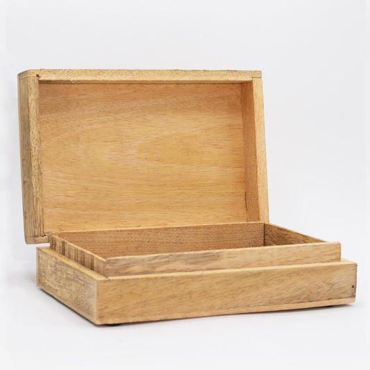Grande boîte rectangulaire 21,5x14x6,3cm - Hamsa blanche