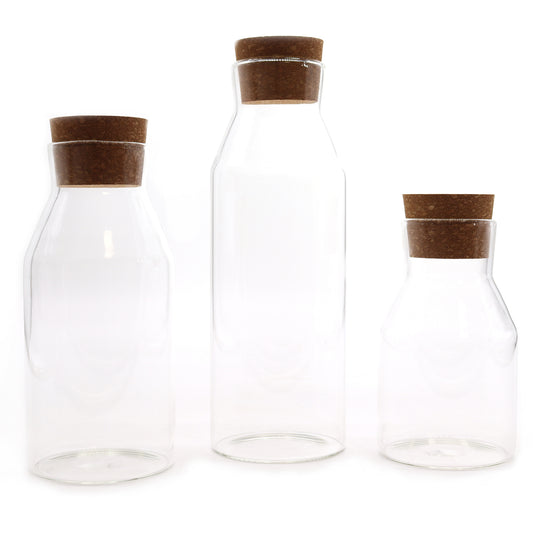Bocal en verre Cottage avec bouchon en liège - Transparent - 25 cm
