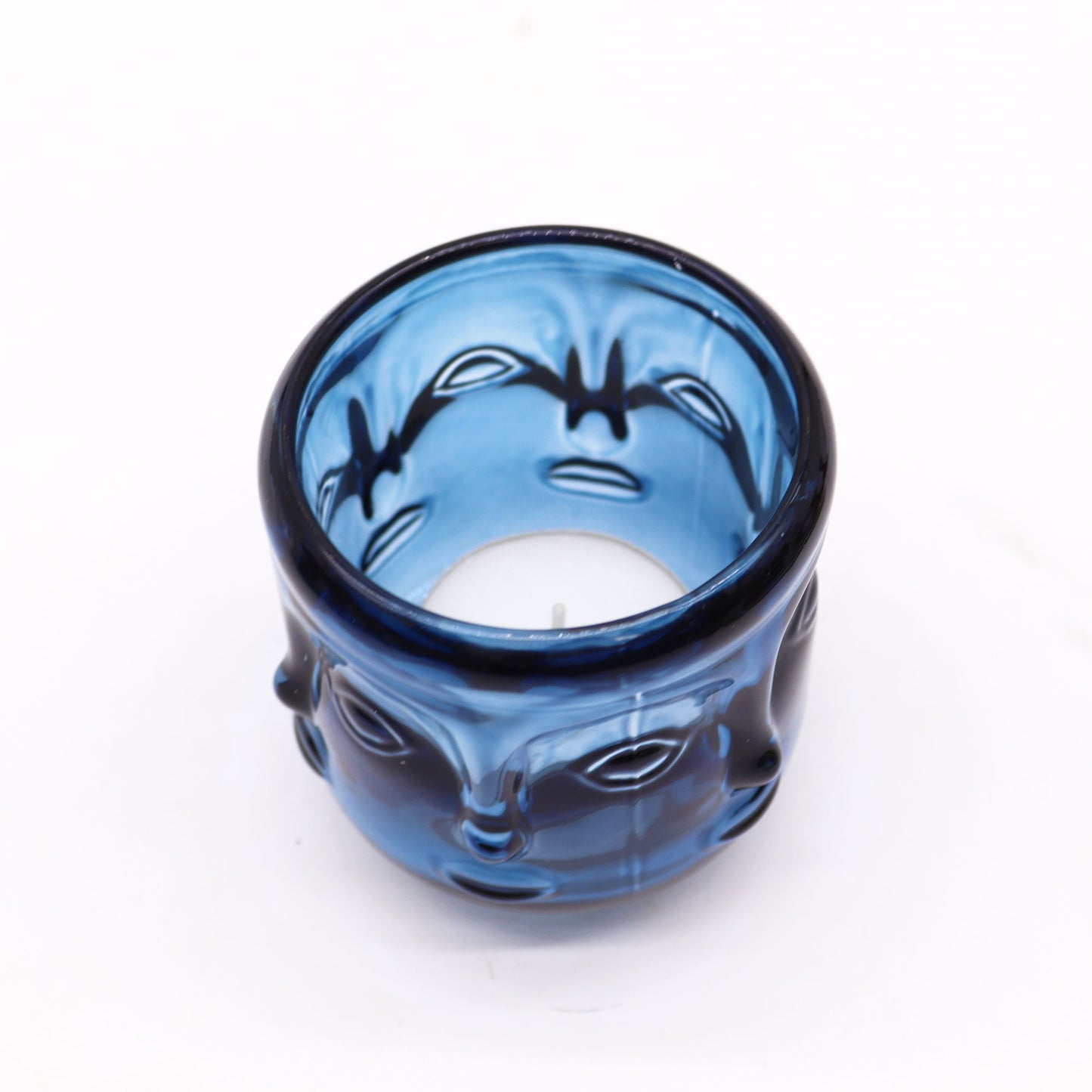 Bougie en pot visage de Bouddha - Bleu roi