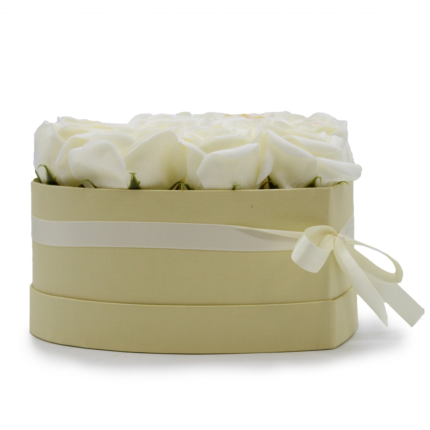 Coffret cadeau - Fleur de savon 13 roses crème - Cœur
