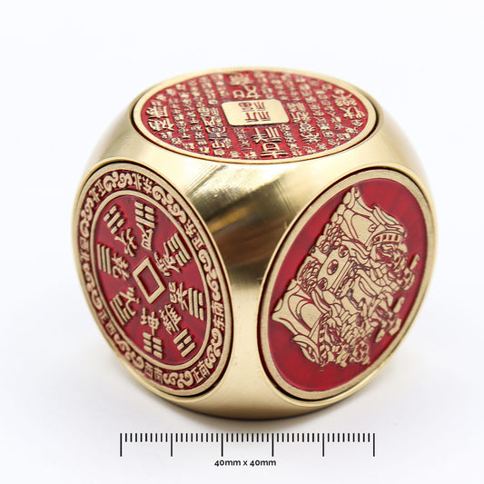 Fortuna Feng Shui - Cubo de Prosperidad Rojo y Latón - Plano