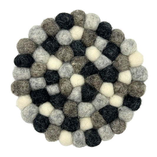 Dessous de verre ronds en feutre de 10 cm, multicolores gris (lot de 4)