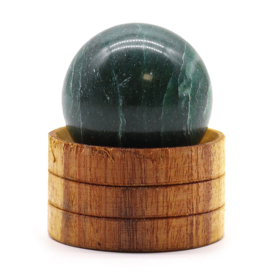 Sphère de cristal de jade indien de 40 mm avec support