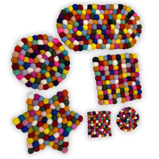 Tapis de table ovale en feutre multicolore - 38 x 18 cm
