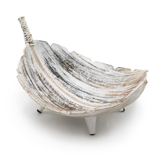 Grand bol à fruits en feuille de cocotier - Finition blanche